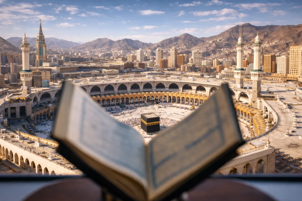 Home 55 A beautiful view of Mecca from a luxury hotel, as compared to Umrah Packages from Scotland.