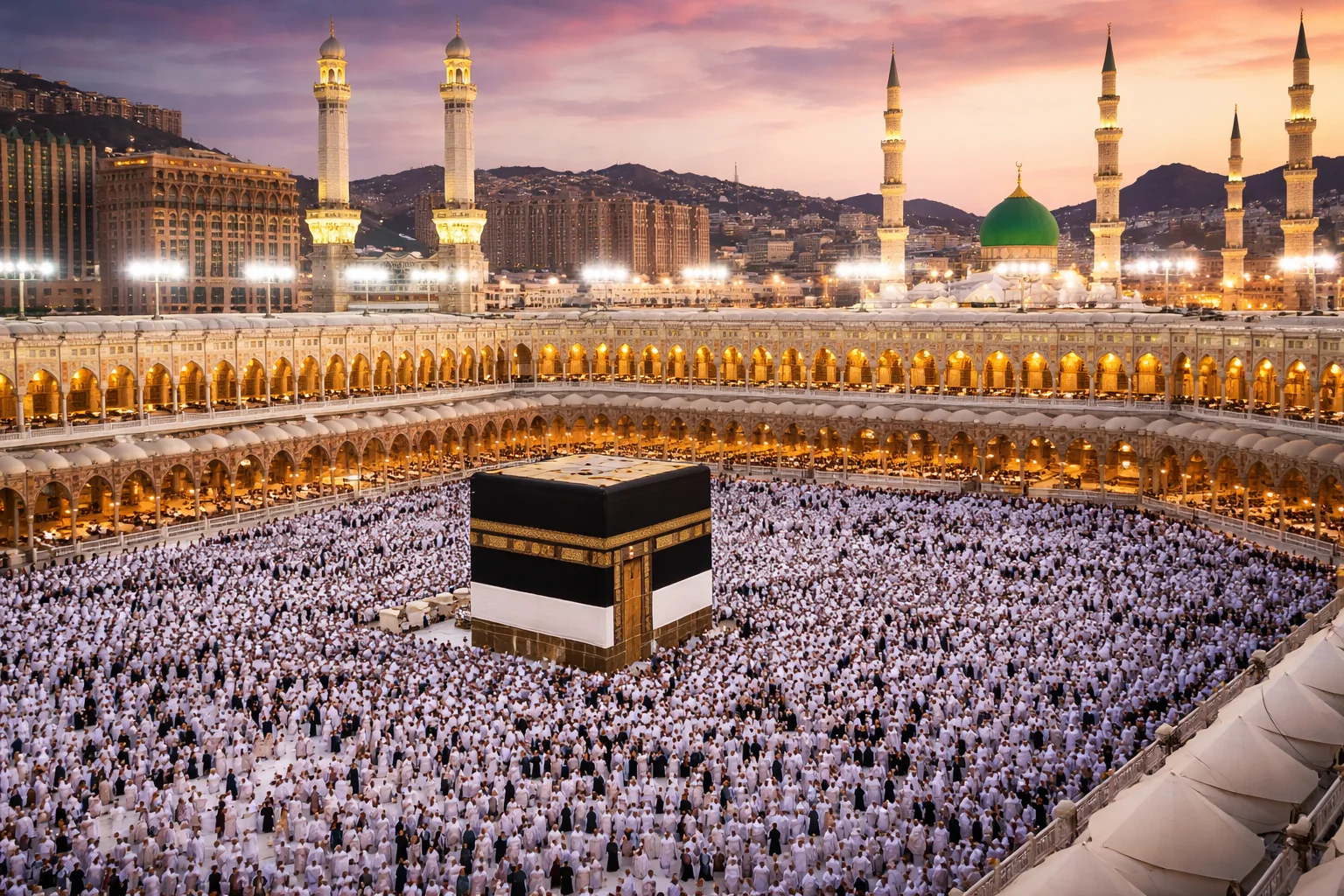 Blog 1 Pilgrims performing Tawaf at the Kaaba in Masjid al-Haram, representing the Best Umrah Packages from UK for a blessed spiritual journey