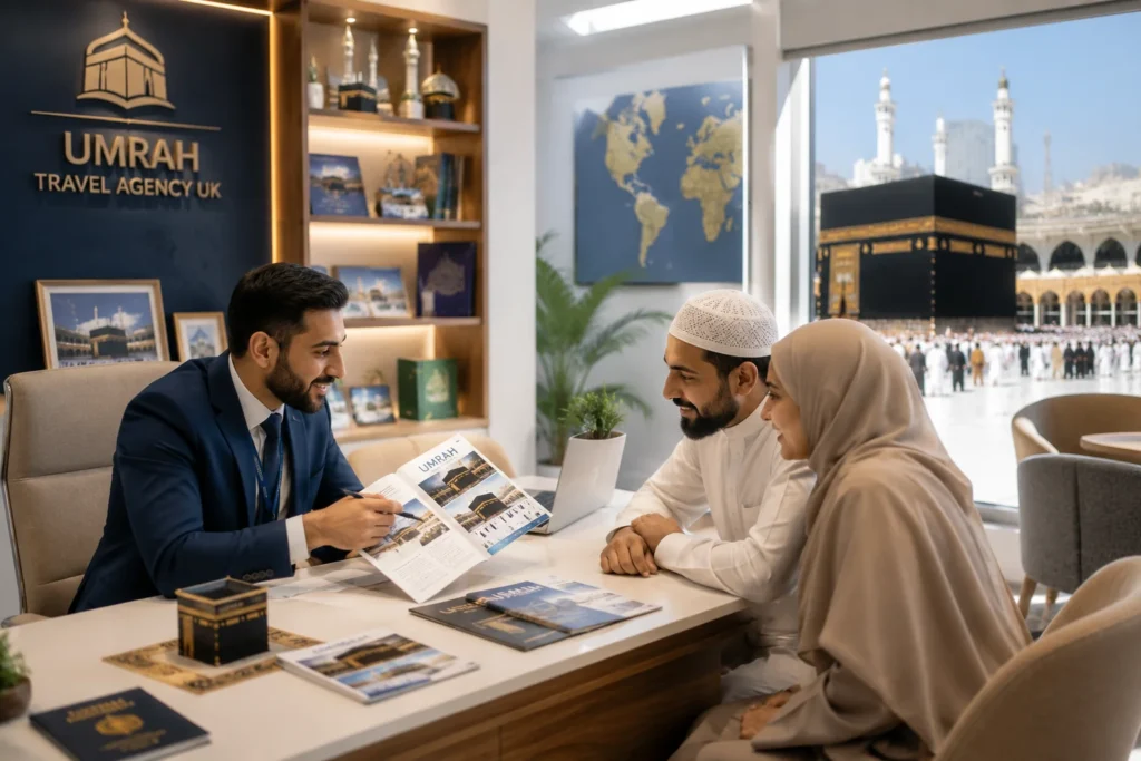 Home 55 Agent meeting with Couple for Best Affordable Couple Umrah Package At Best Umrah Travel Agency UK.