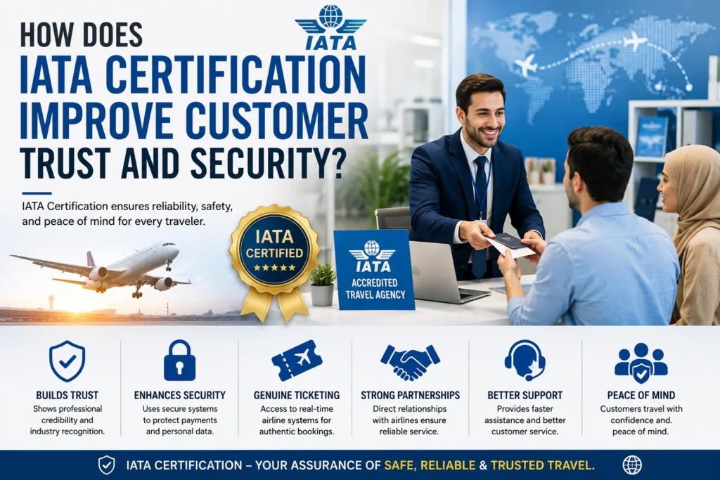 Home 53 IATA Certification improving customer trust and security with certified travel agency support and secure airline booking services