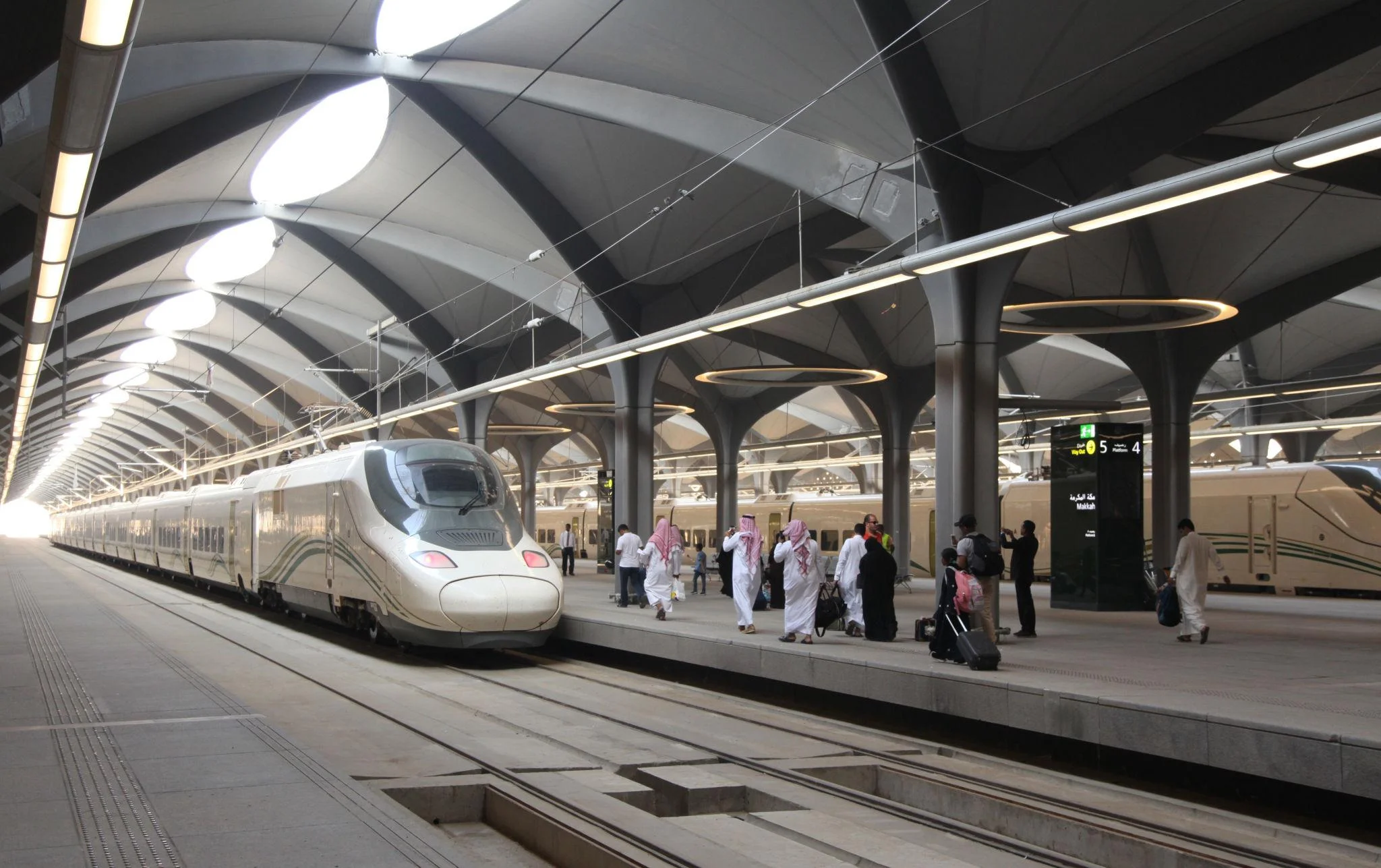 Haramain Train traveling from Makkah to Madinah with pilgrims during Umrah journey