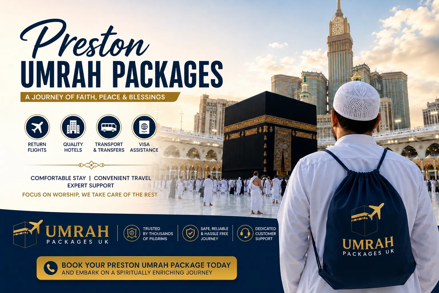 Pilgrim performing Umrah with the best Preston Umrah Packages